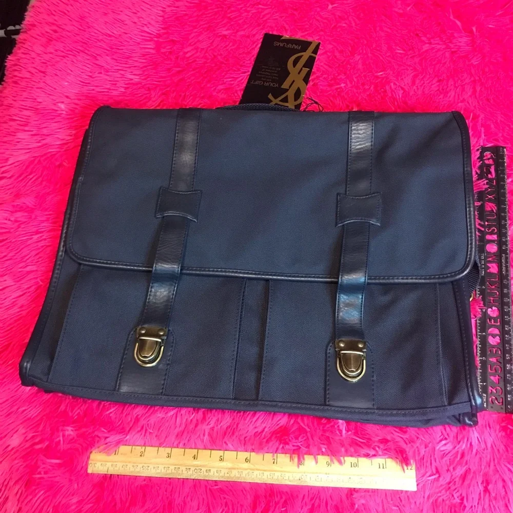 Yves Saint Laurent Black Messenger Bag with Gold Hardware